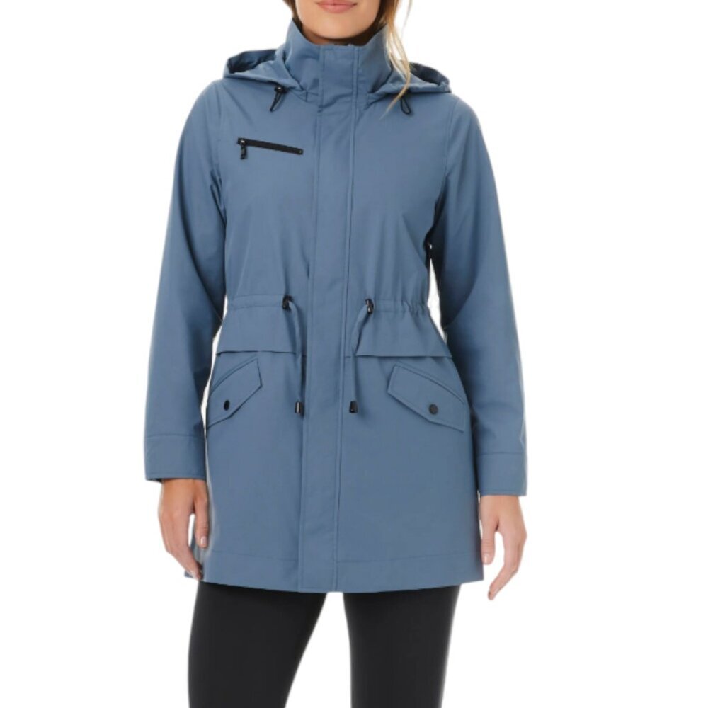 Vince Camuto Blue Hooded Rain Jacket Drawstring Waist Water Resistant XS - Picture 16 of 16